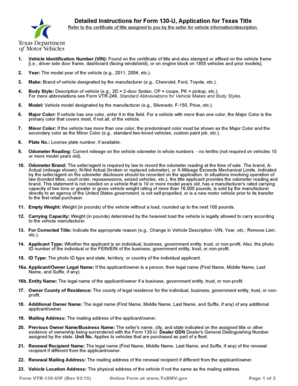 Texas Title Application Form 130-U