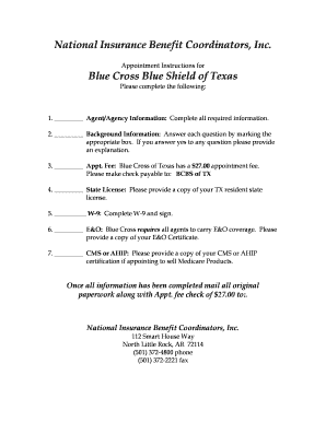Blue Cross Blue Shield of Texas Appointment Form