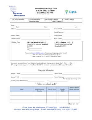 CIGNA Dental Plan Enrollment Form