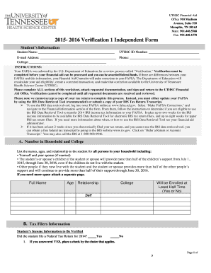 2015-2016 Verification Independent Form