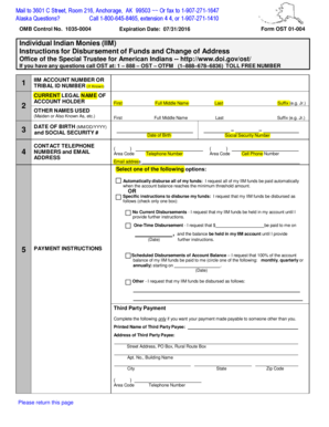 Individual Indian Monies Disbursement Form