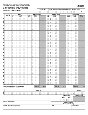 California Extra Work Bill Labor Charges