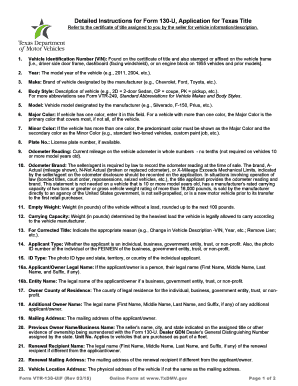 Texas Title Application Form 130-U