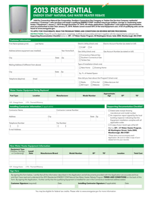 2013 Connecticut Energy Star Water Heater Rebate Application