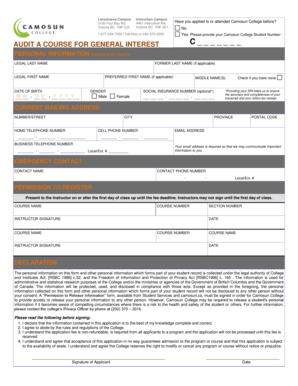 Camosun College Audit Course Application