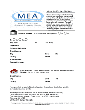 Marketing Educators' Association Membership Form