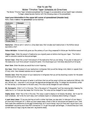 Water Titration Taper Schedule