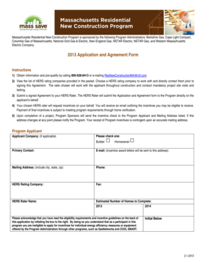 Massachusetts Residential New Construction Program Application