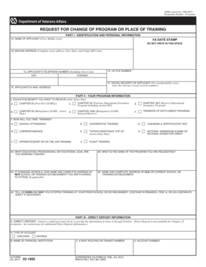VA Form 22-1995 Request for Change of Program or Place of Training