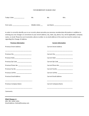 Membership Change of Address Form