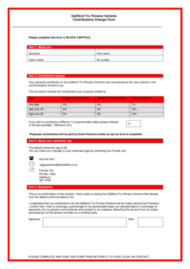 Galliford Try Pension Scheme Contribution Change Form