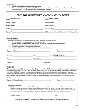 Young Achievers Nomination Form