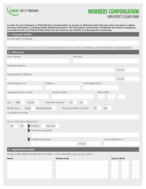 Workers Compensation Employee Claim Form