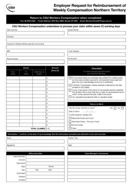 Employer Request for Reimbursement of Weekly Compensation