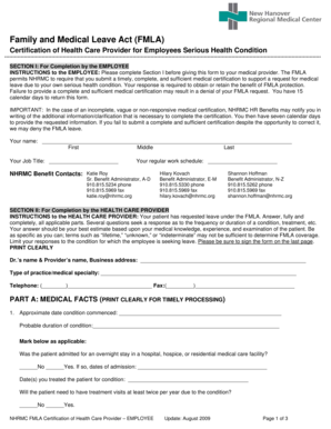 FMLA Certification of Health Care Provider