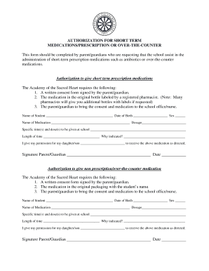 Authorization for Short Term Medication Administration