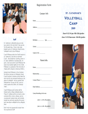 Fillable Online Volleyball Camp - St Catherine39s School Fax Email ...