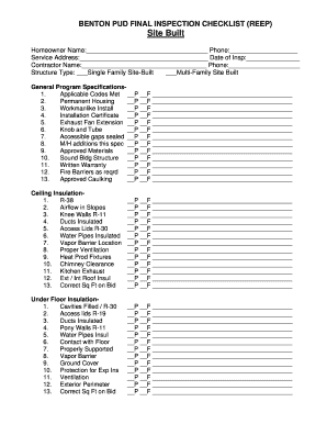 Benton PUD Final Inspection Checklist