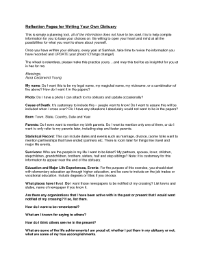 Obituary Writing Template