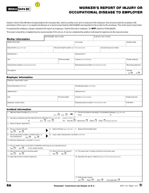 Worker's Report of Injury or Occupational Disease to Employer