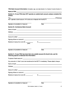 PSA Bank Account Information Form