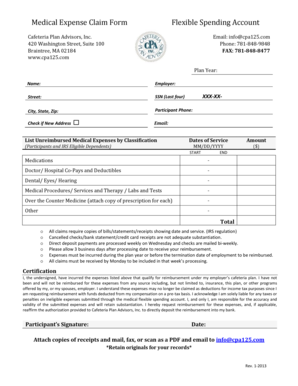 Medical Expense Claim Form