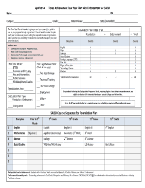 Texas Achievement Four Year Plan with Endorsement