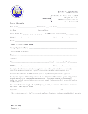NATE Proctor Application Form