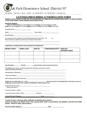 School Medication Authorization Form
