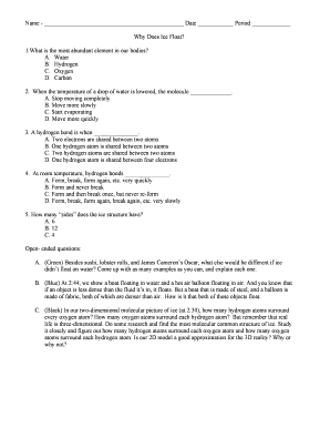 Science Quiz on Ice Floating
