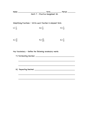 Math 7 Practice Assignment