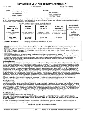 Installment Loan and Security Agreement