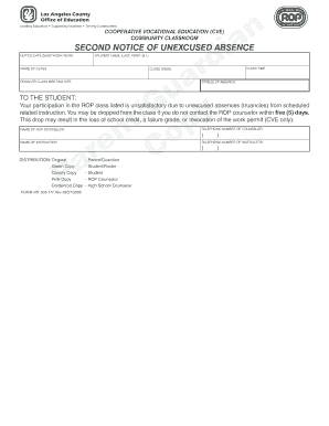 Second Notice of Unexcused Absence