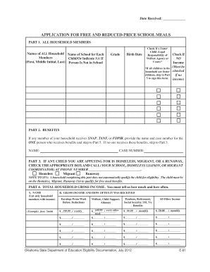 Application for Free and Reduced-Price School Meals