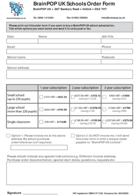 BrainPOP UK Schools Order Form