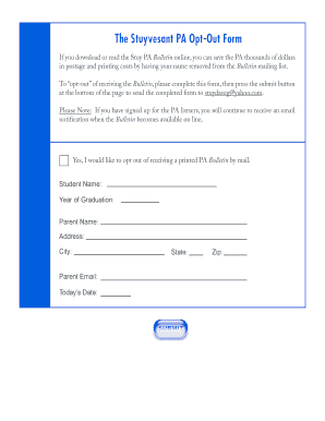 Stuyvesant PA Opt-Out Form