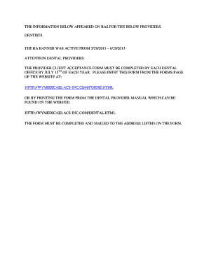 Client Acceptance Form Reminder