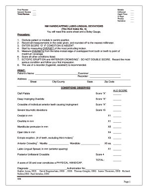 Handicapping Labio-Lingual Deviation Index Form