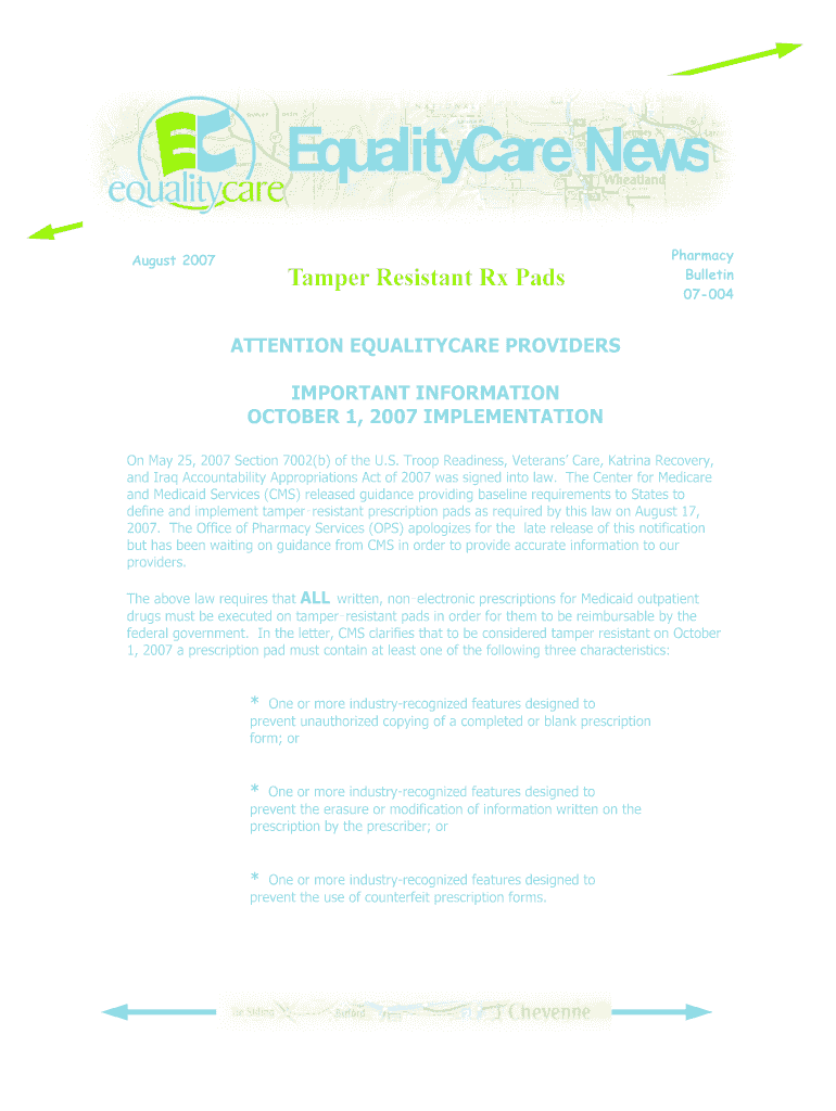 Fillable Online Tamper Resistant Rx Pads Fax Email Print pdfFiller