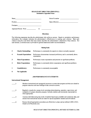 Head Start Director Summative Appraisal Form