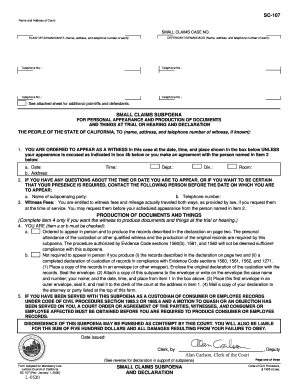 California Small Claims Subpoena