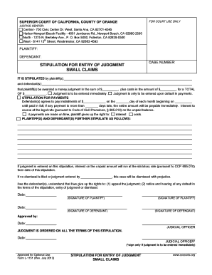 Stipulation for Entry of Judgment