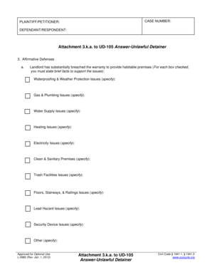 Unlawful Detainer Answer Form
