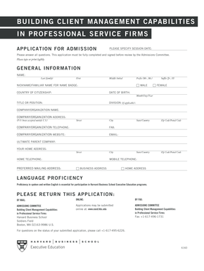 Harvard Business School Application Form