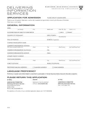 Harvard Business School Executive Education Application