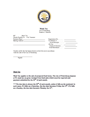 Petersburg Meal Tax Form