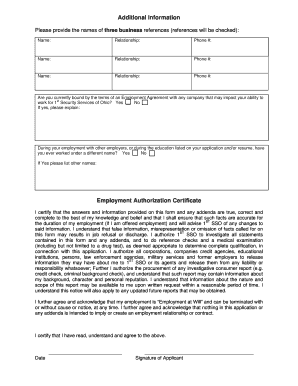 1st Security Services of Ohio Employment Application