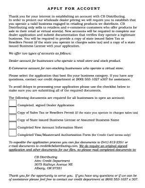 CB Distributing Dealer Application