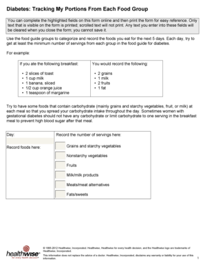 Diabetes Food Portion Tracker Form