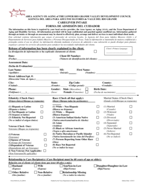 Texas Caregiver Intake Form